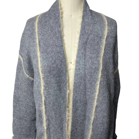 Anthropologie Moth Longline Open Front Cardigan Fur Lined Gray Womens S $200 - Picture 6 of 12